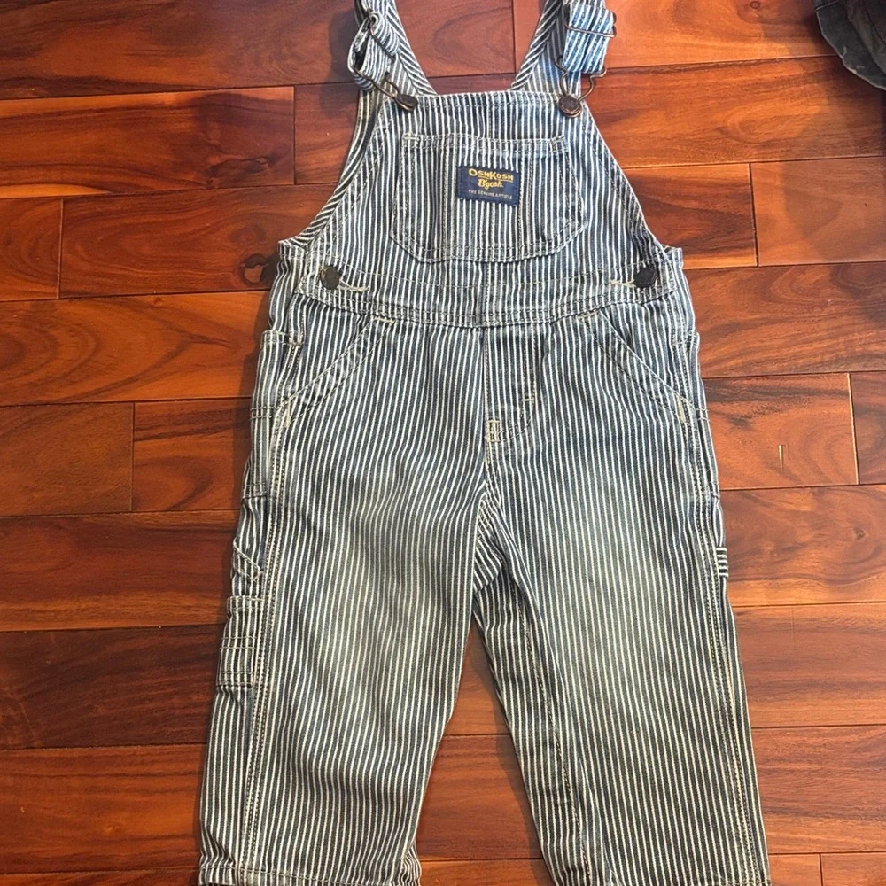 OshKosh B'gosh Navy and White Pinstripe Baby Overalls